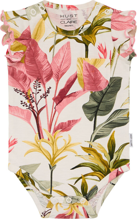 Body k/æ - Baele - Rose Morn m. Blomstertrykk - - 68 - Kortermet body