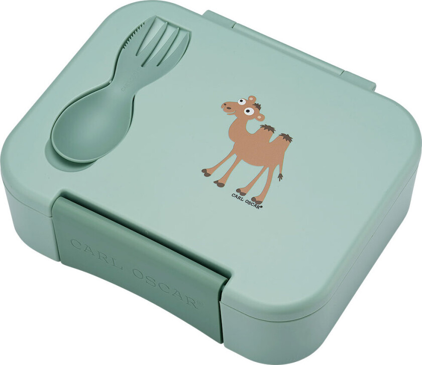 Matboks m. Gaffel/Skje - BentoBox - Grønn m. Kamel - - OneSize - Matboks