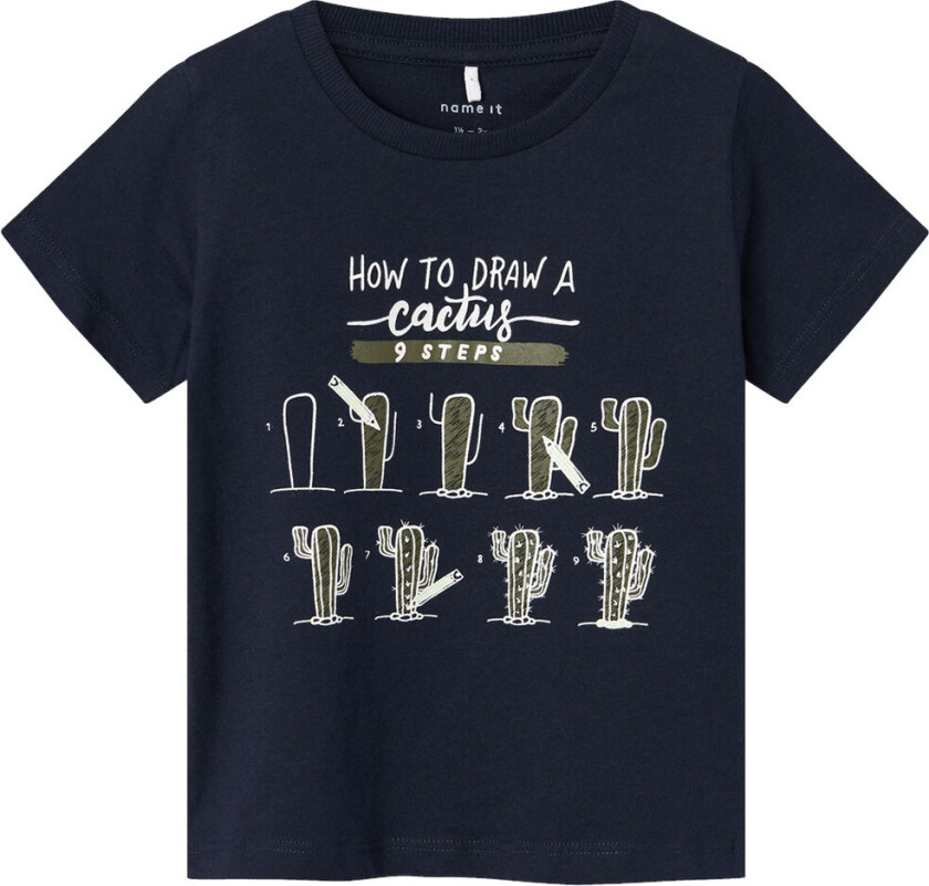 T-skjorte - NmmPhow - Dark Sapphire/Cactus - - 2 år (92) - T-skjorte