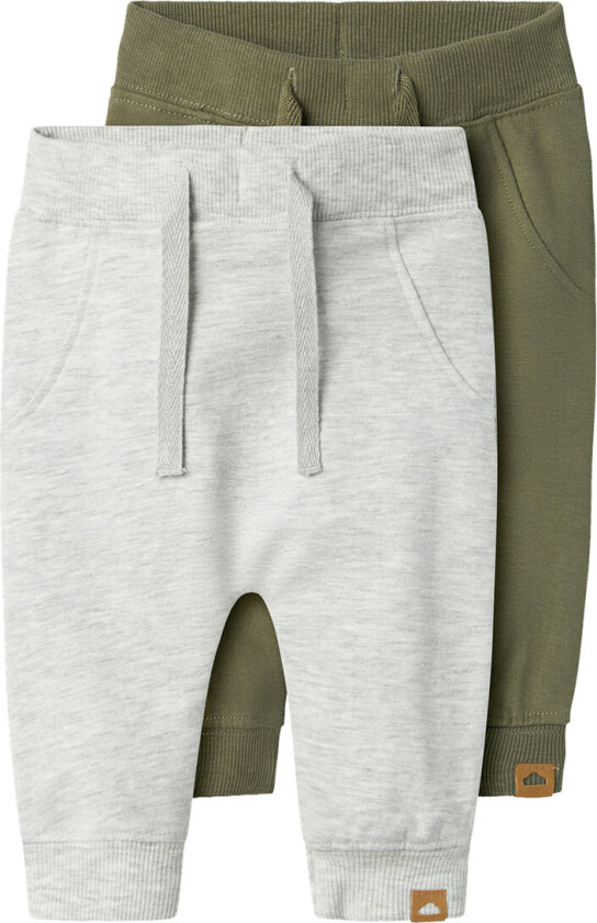 Joggebukse - Noos - NbnTakki - 2-pack - Light Grey Melan - - 2 år (92) - Joggebukse