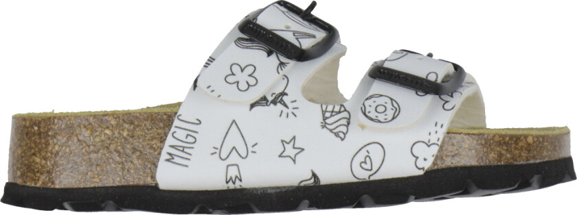 Sandaler - Fussbett tøffel - Hvit/Svart m. Trykk - - 27 - Sandals