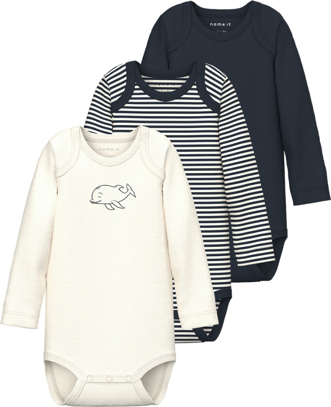 Body L/æ - Noos - NbnBody - 3-pack - Dark Sapphire - - 68 - Langermet Body