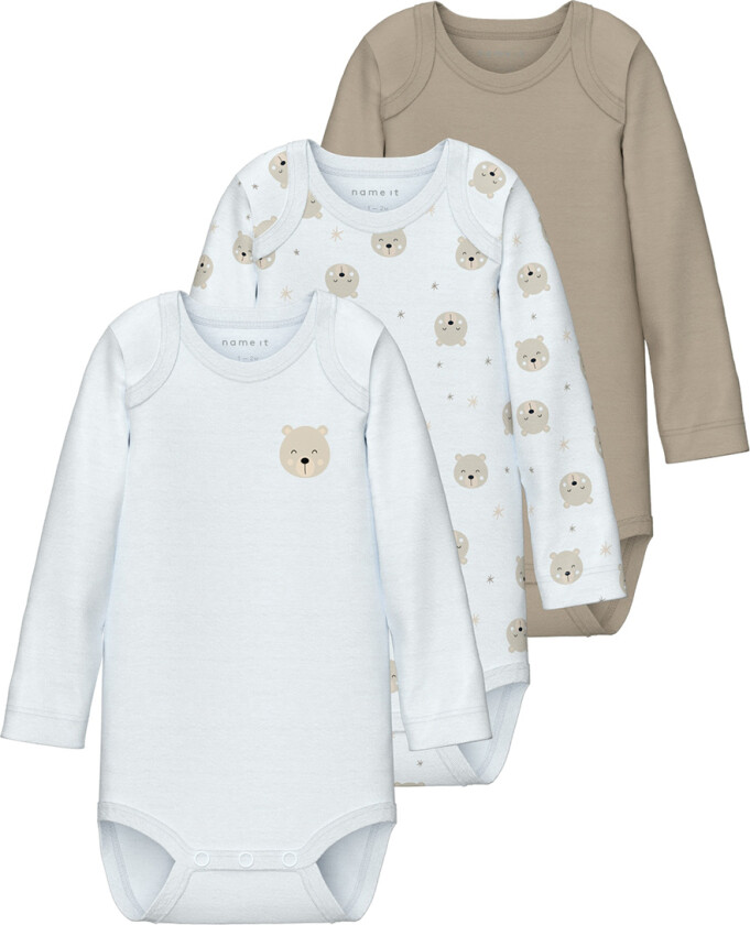 Body L/æ - Noos - NbnBody - 3-pack - Oxford Tan - - 1½ år (86) - Langermet Body