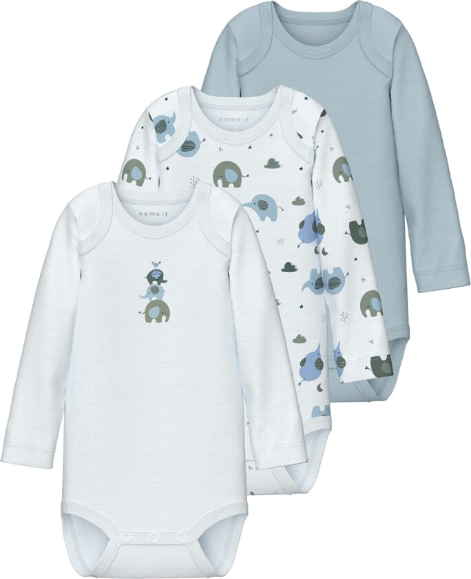 Body L/æ - Noos - NbmBody - 3-pack - Baby Blue - - 62 - Langermet Body