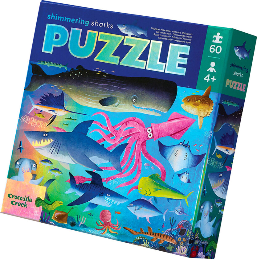 Puslespill - 60 Brikker - Shimmering Sharks - - OneSize - Puslespill