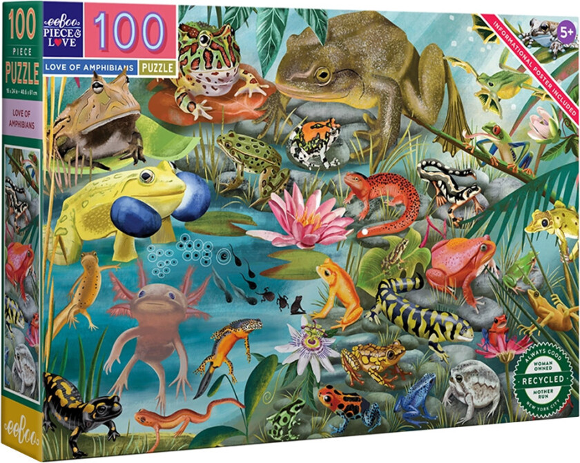 Puslespill - 100 Brikker - 40,6x61 cm - Amfibier - - OneSize - Puslespill