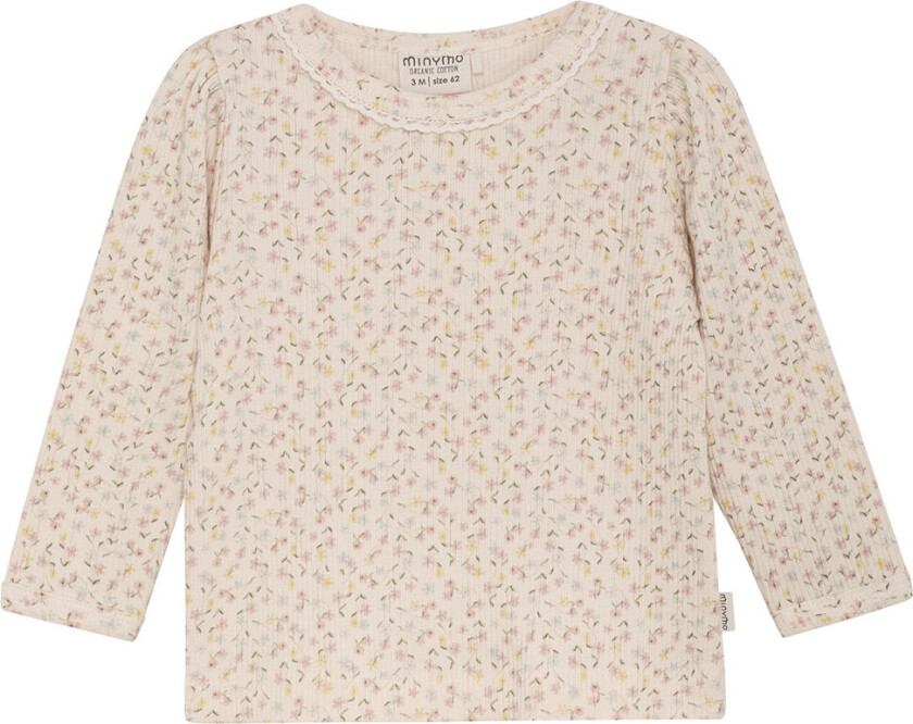 Genser - Rib - Rosa Champagne m. Blomster - - 50 - Genser