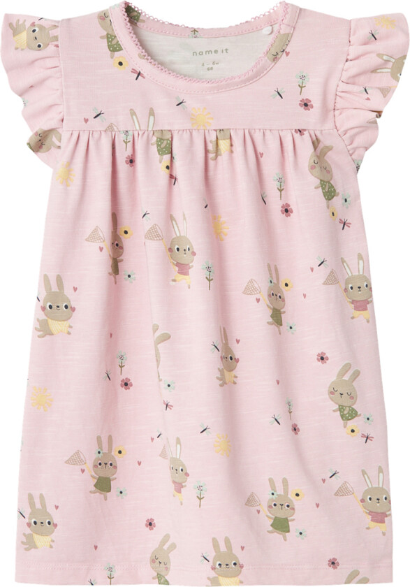 Kjole - NbfHejse - Parfait Pink m. Kaniner - - 68 - Kjole