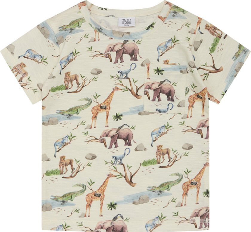 T-skjorte - Anker - Ivory m. Dyr - - 1 år (80) - T-skjorte