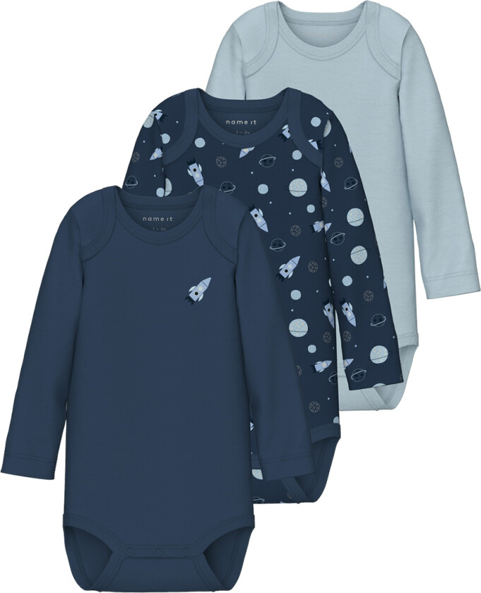 Body L/æ - Noos - NbmBody - 3-pack - Dark Denim - - 62 - Langermet Body