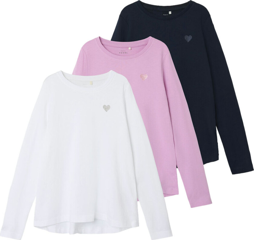 Genser - Noos - 3-pack - NkfVioline - Mørkenblå/Rosa/Hvi - - 3 år (98) - Genser