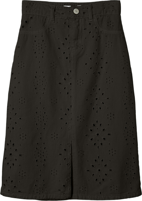 Skjørt - Twill - NkfNinna - Svart m. Hullmønster - - 12 år (152) - Skjørt