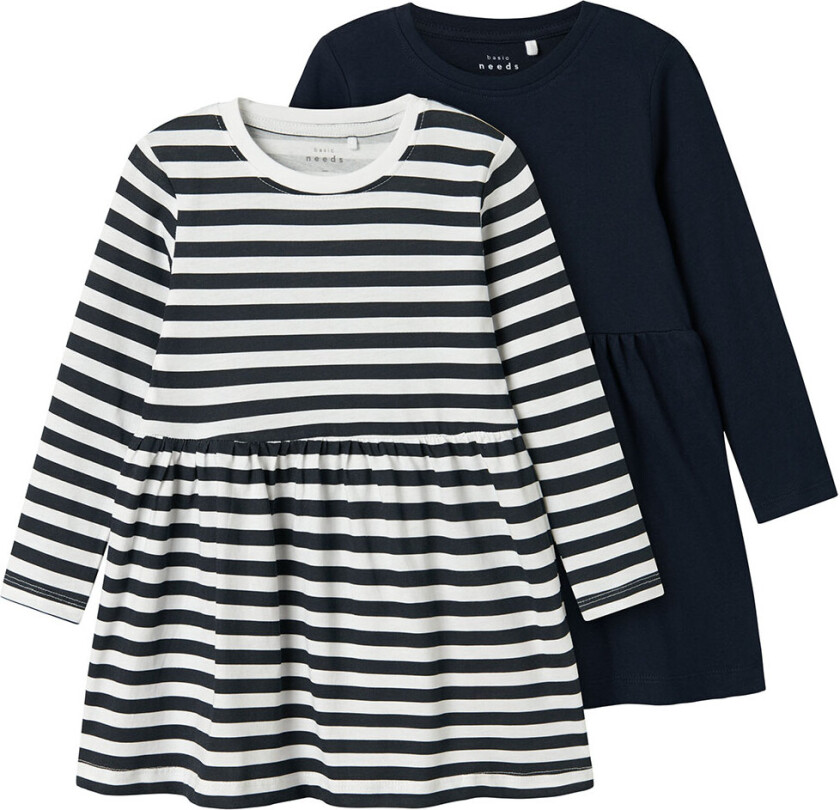 Kjole - NmfVivia - Noos - 2-pack - Dark Sapphire/Pack W. - - 6 år (116) - Kjole