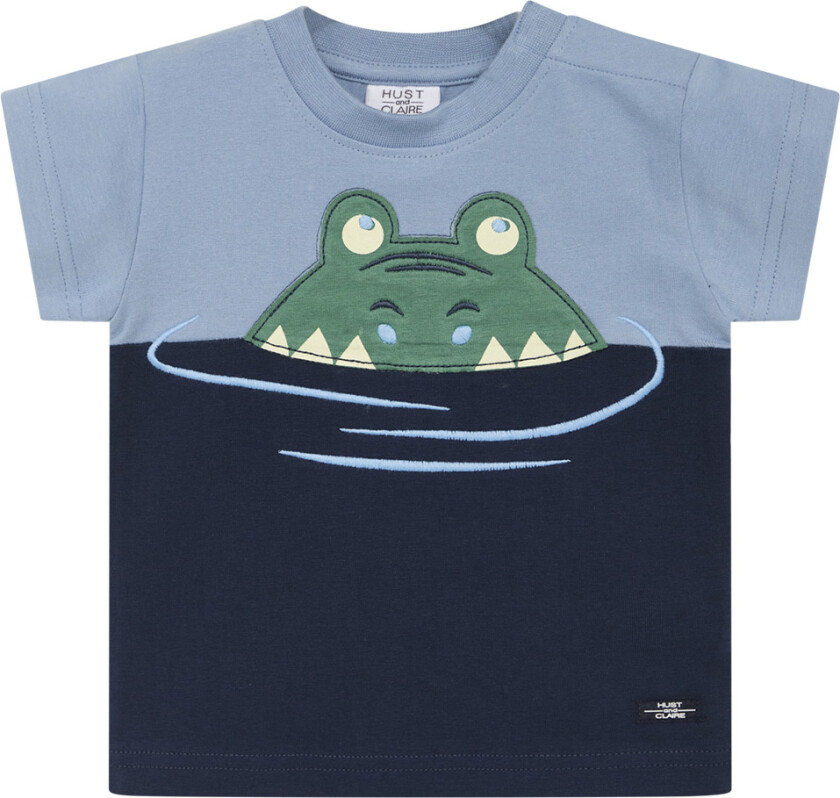 T-skjorte - Arthur - falmet Blue m. Krokodille - - 74 - T-skjorte