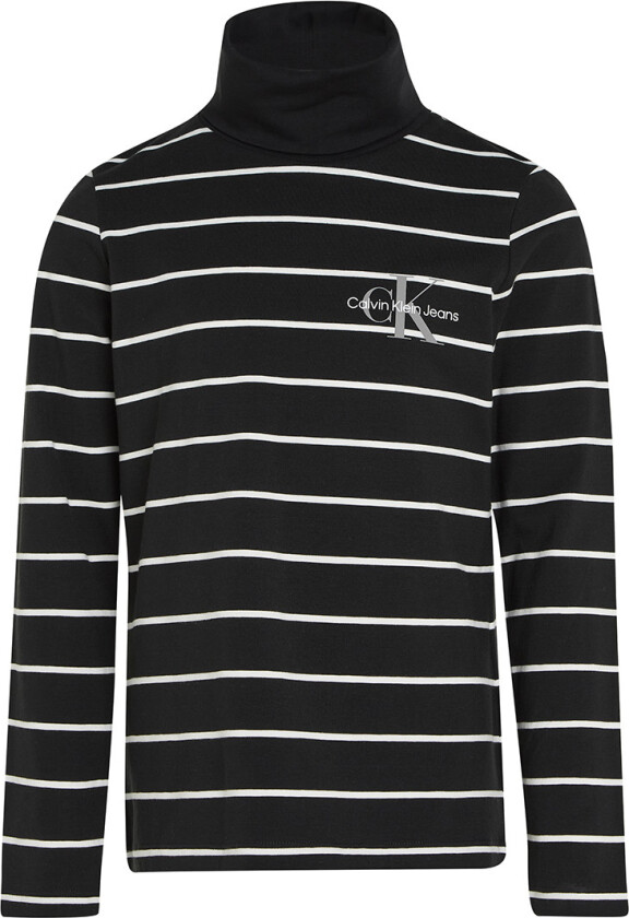 Genser - Slim Rullehals - Tynn Black Ivory Stripe - - 8 år (128) - Genser