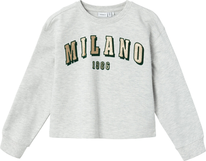 Collegegenser - Beskåret - NkfLosefine - Light Grey Mela - - 6 år (116) - Collegegenser