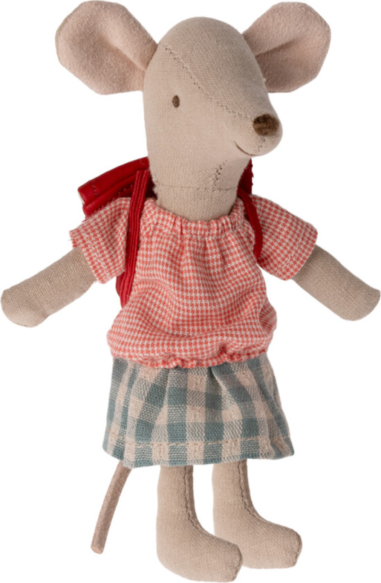 Mus - Storesøster - Sykkelmus m. Veske - Rød - - OneSize - Dukke