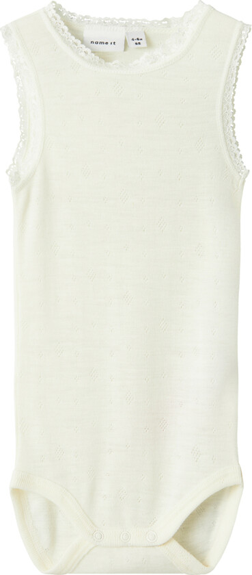 Body u/æ - Ull - NbfWang - Snow White m. Hullmønster - - 68 - Body uten ermer