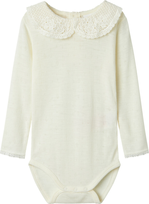Body L/æ - Ull - NmfWang - Snow White m. Hullmønster - - 1½ år (86) - Langermet Body