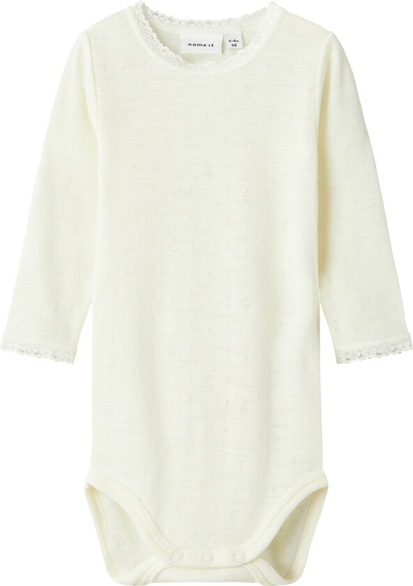 Bilde av Body L/æ - Noos - Ull - NbfWang - Snow White m. Hullmøns - - 68 - Langermet Body