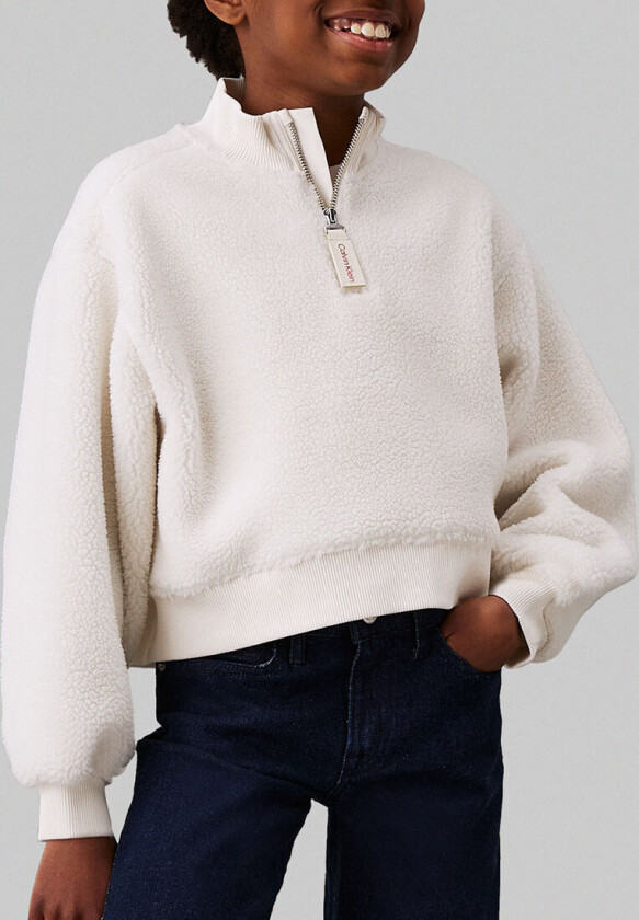 Fleecegenser - Sherpa Fleece Glidelås - Ivory - - 8 år (128) - Fleecejakke