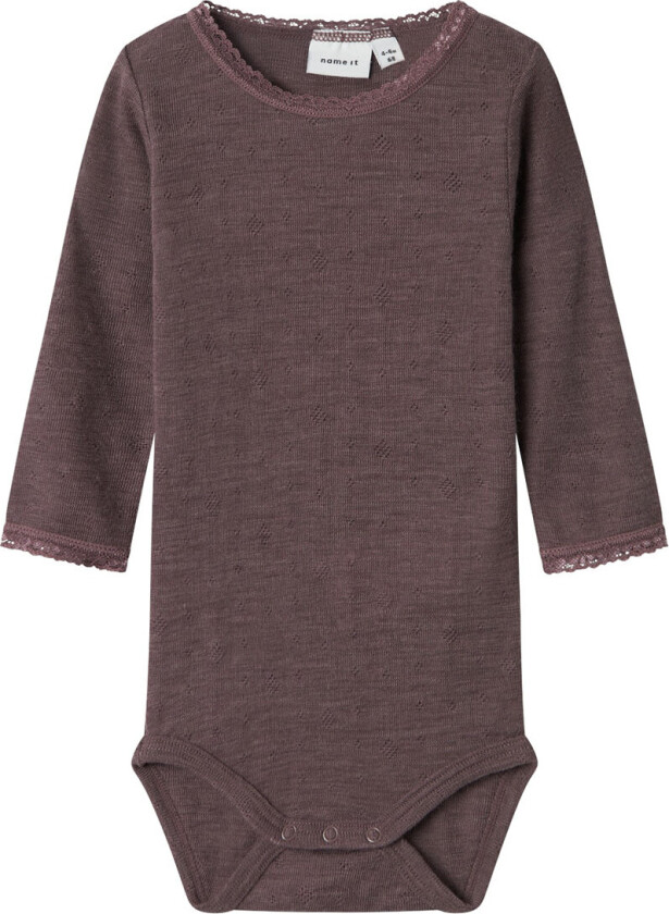 Body L/æ - Ull - Noos - NbfWang - Sparrow m. Hullmønster - - 62 - Langermet Body