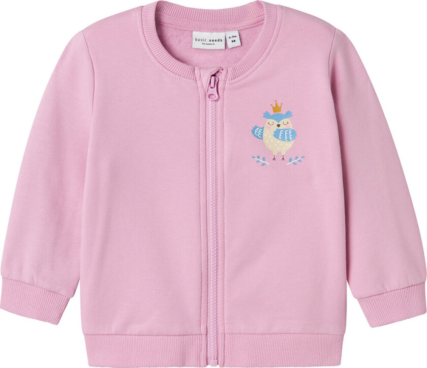 Genser med Glidelås - NbfVrille - Pastel Lavender/Bird - - 68 - Cardigan