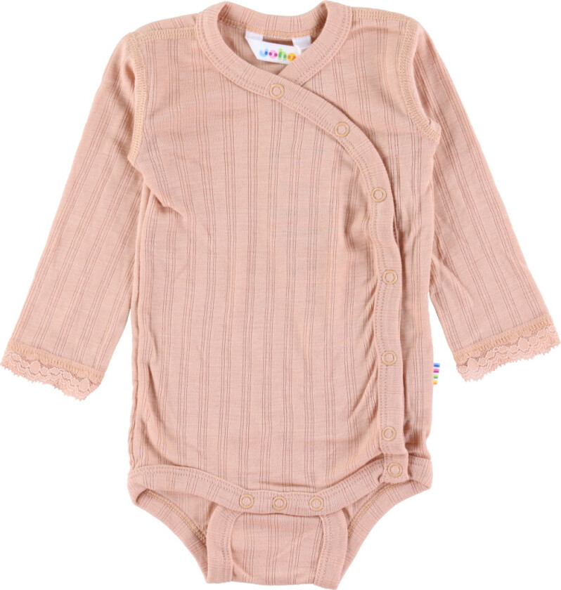 Omslagsbody L/æ - Ull/Silke - Fersken - - 40 - Langermet Body