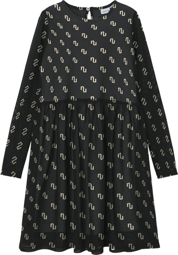 Kjole - NkfNokao - Svart m. Mønster - - 9 år (134) - Kjole