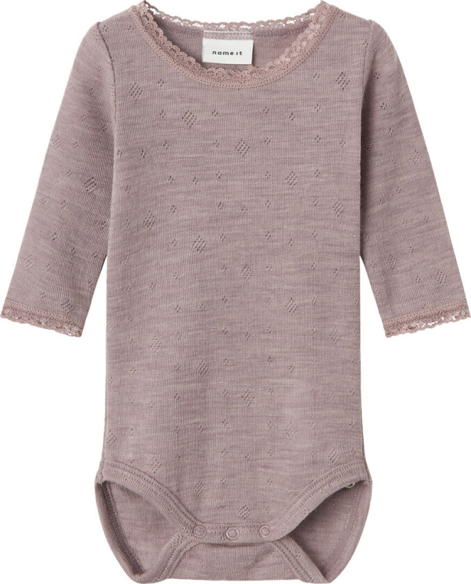 Body L/æ - Ull - Noos - NbfWang - Purple Dove m. Hullmøn - - 68 - Langermet Body