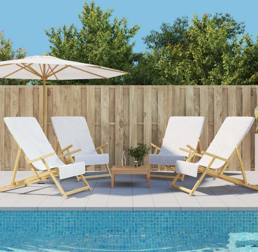 Strandhåndklær 4 stk hvit 60x135 cm stoff 400 GSM