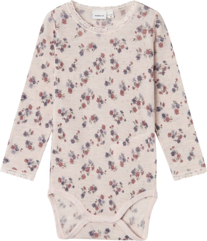 Body L/æ - Ull - Noos - NmfWang - Syrin Ash m. Hullmønst - - 3 år (98) - Langermet Body