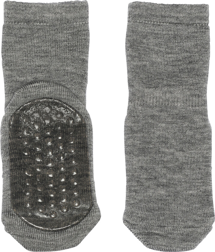 Sokker m. Antiskli Bunn - Ull - Grey Melange - - 19/21 - Sokker