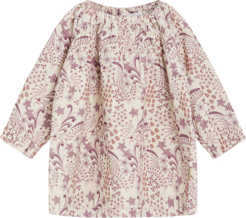 Kjole - Fløyel - Kristel - Havremelk m. Blomster - - 56 - Kjole