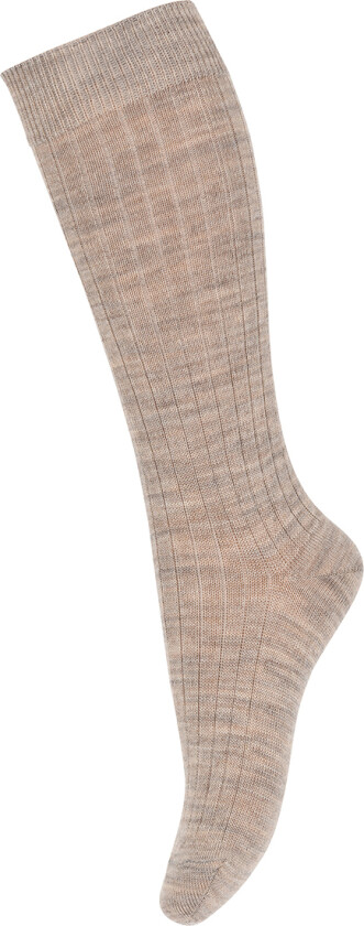 Sokker - Ull - Rib - Light Brown Melange - - 29/32 - Sokker
