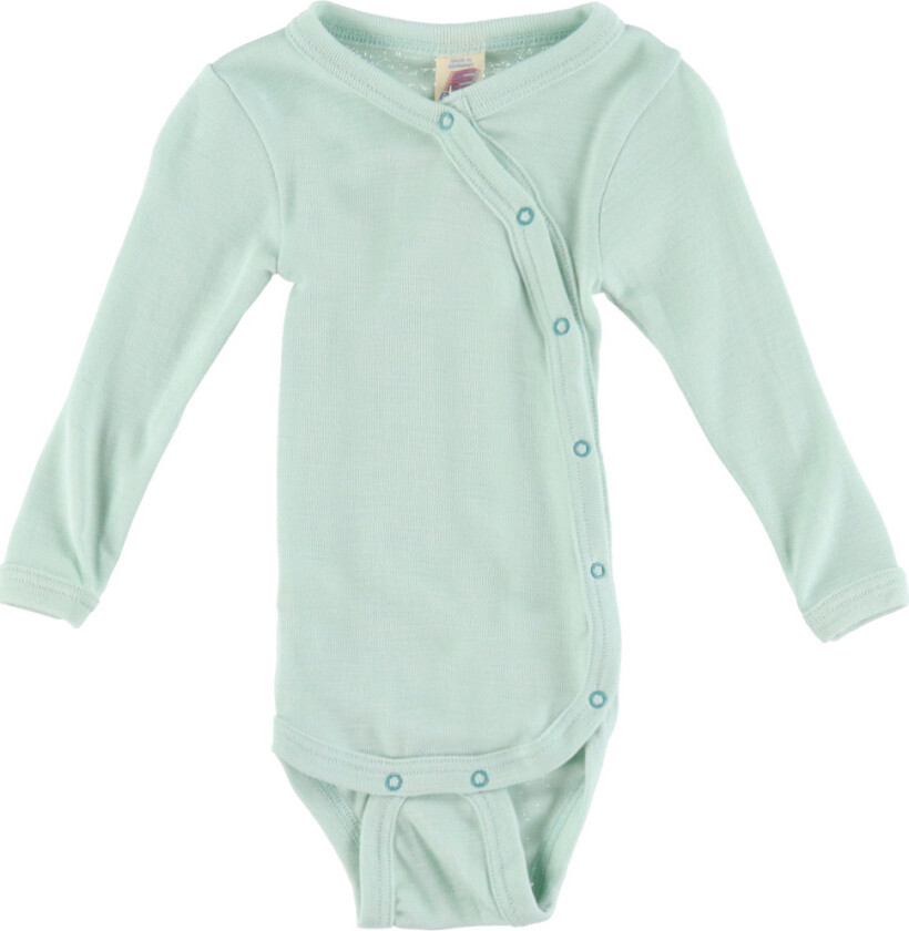 Omslagsbody L/æ - Ull/Silke - Pastel Mint - - 74/80 - Langermet Body