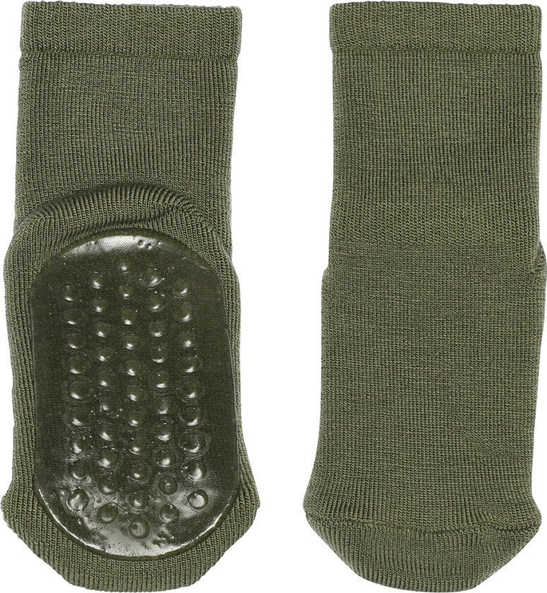 Sokker m. Antiskli Bunn - Ull - Olivin - - 19/21 - Sokker