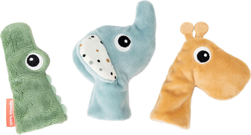 Fingerdukker - 3-pack - 9 cm - Colour Mix - - OneSize - Kosedyr