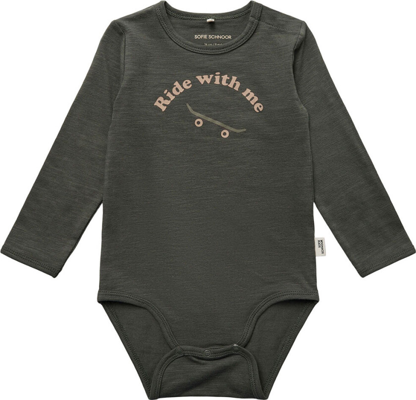 Body L/æ - Forest Green m. Trykk - - 68 - Langermet Body