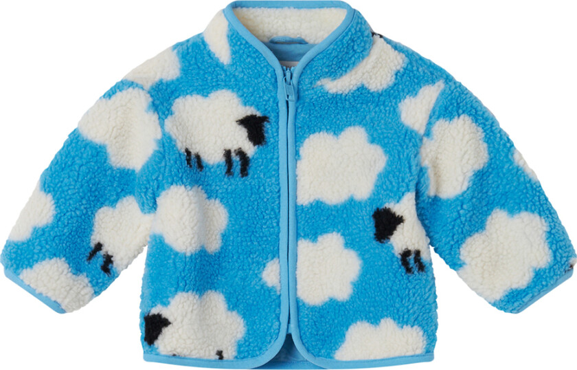 Fleecejakke - Lyseblå m. Skyer/Sau - - 10 år (140) - Fleecejakke