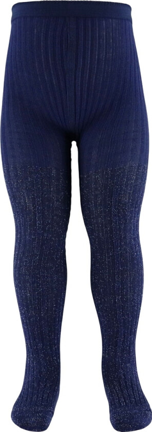 Strømpebukser - Glitter Rib - Varm Blue - - 1½-2 år (86-92) - Strømpebukser