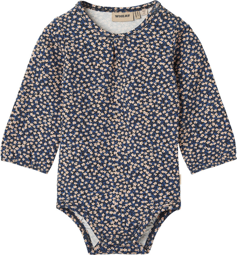 Body L/æ - Elmine - Blue Blomster - - 74 - Langermet Body