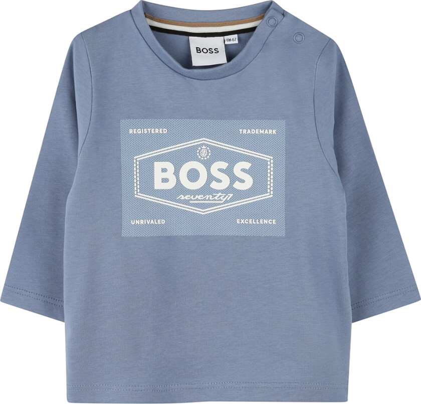 Genser - Lyseblå m. Hvit - - 9 md - Genser