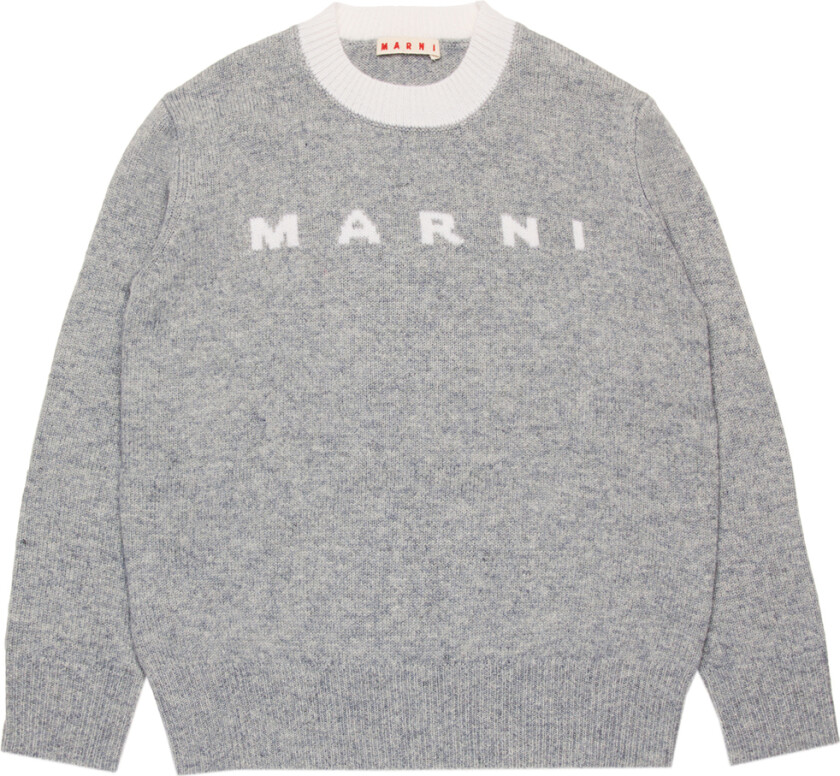 Genser - Ull - Grå Melert m. Hvit - - 10 år (140) - Genser