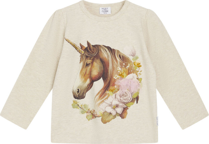 Genser - Anie - Wheat Melange m. Enhjørning - - 2 år (92) - Genser