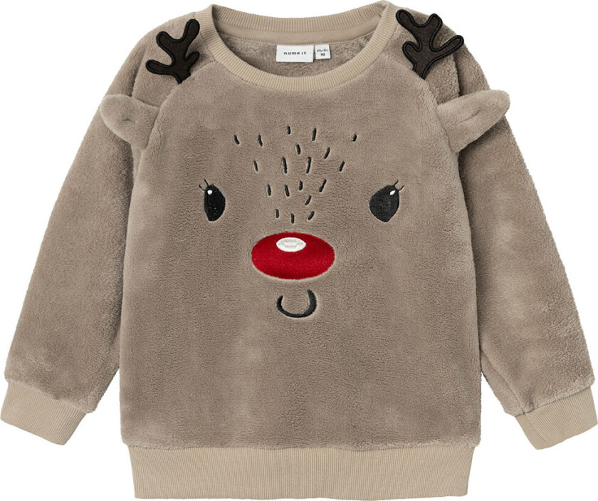 Collegegenser - Teddy - NmnReinsdyr - Weathered Teak - - 3 år (98) - Collegegenser