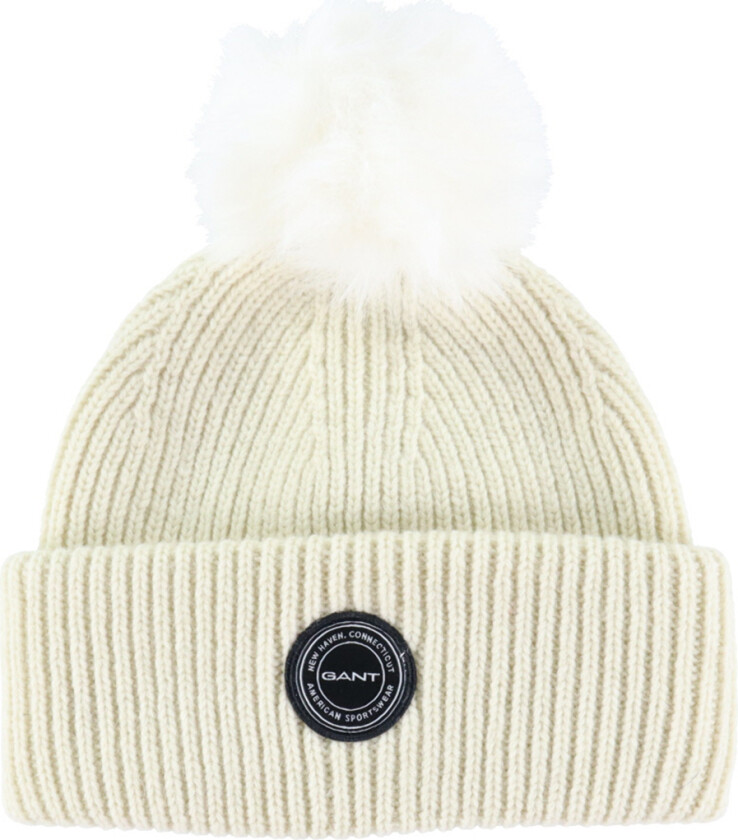 Lue - Strikk - Ull - Pom Pom - Cream - - S/M - Lue