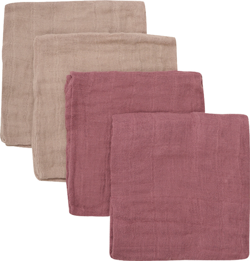 Pippi Stoffklutene - 4-pack - 65x65 cm - Visnet Rose/Beige - Pippi Baby - OneSize - Gulpeklut