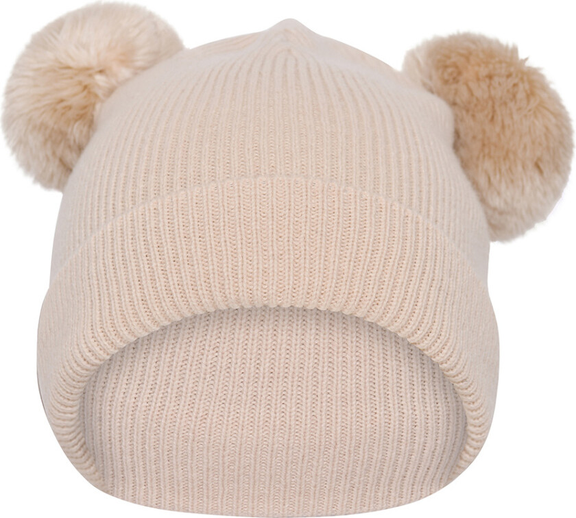 Lue m. Pomponger - Strikk - Ull - Bergen - Ecru - - 47-49 cm - Lue