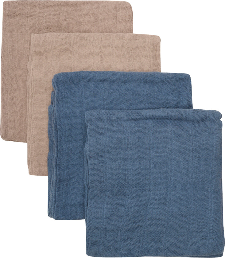 Pippi Stoffklutene - 4-pack - 65x65 cm - China Blue/Beige - Pippi Baby - OneSize - Gulpeklut